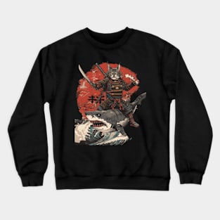 Cat Riding Shark Marine Safari Crewneck Sweatshirt